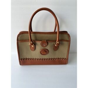 Vintage Dooney & Bourke All Weather Leather Satchel Doctor Bag Tan Brown Whipsti